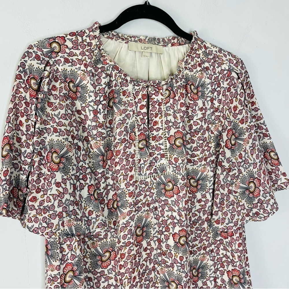 Loft Size Xs Chiffon Shift Flutter Sleeve Boho Mi… - image 2